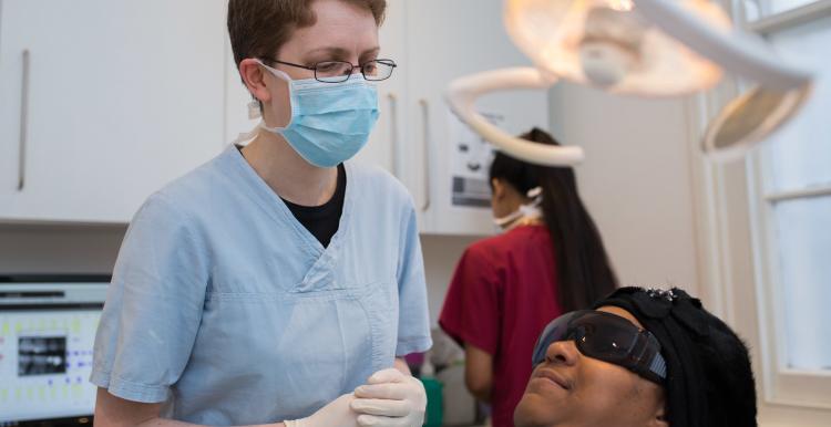 woman patient at dentist