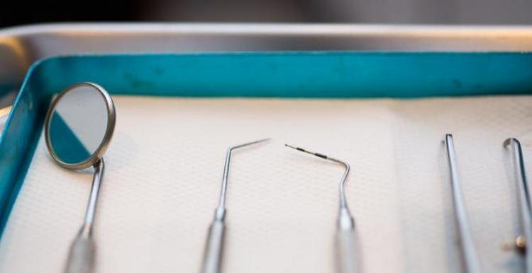 dental instruments on a tray