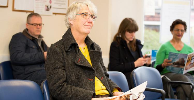 lady in  waiting room