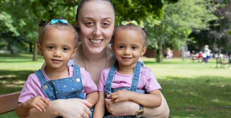 Find out about how the NHS wants to use your data for research picture shows woman with twins in parkland
