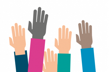 graphic showing raised hands