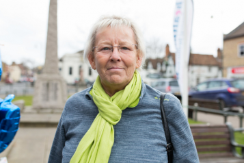 woman looking into camera