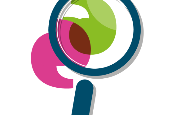 Picture shows graphic of magnifying glass lookin at Healthwatch icons