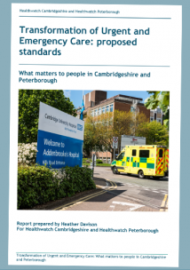 Picture shows cover of Transformation of proposed standards of urgent and emergency care report